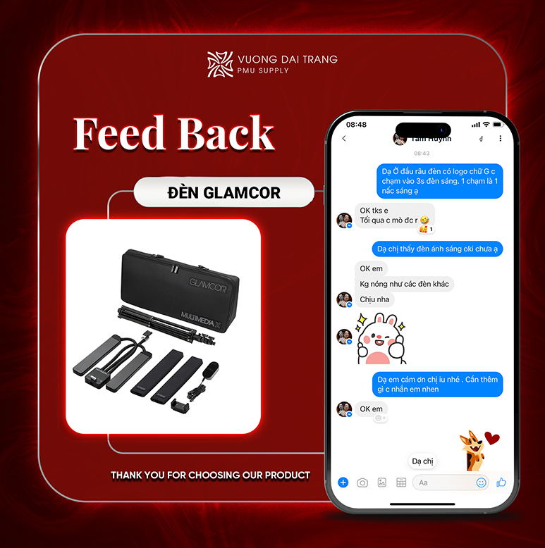 Feedback của khách hàng Vương Đài Trang PMU Supply về đèn Glamcor Elite X