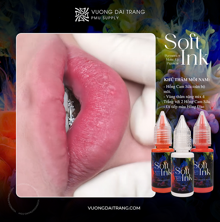 Hình ảnh môi nam được khử thâm bằng mực SoftInk