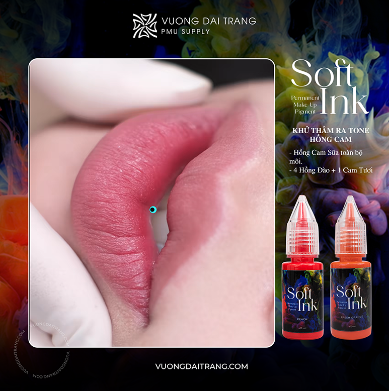 Công thức để khử thâm môi với mực SoftInk cho ra tone màu Hồng Cam
