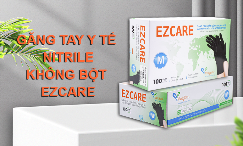 găng tay y tế Nitrile không bột EZCARE